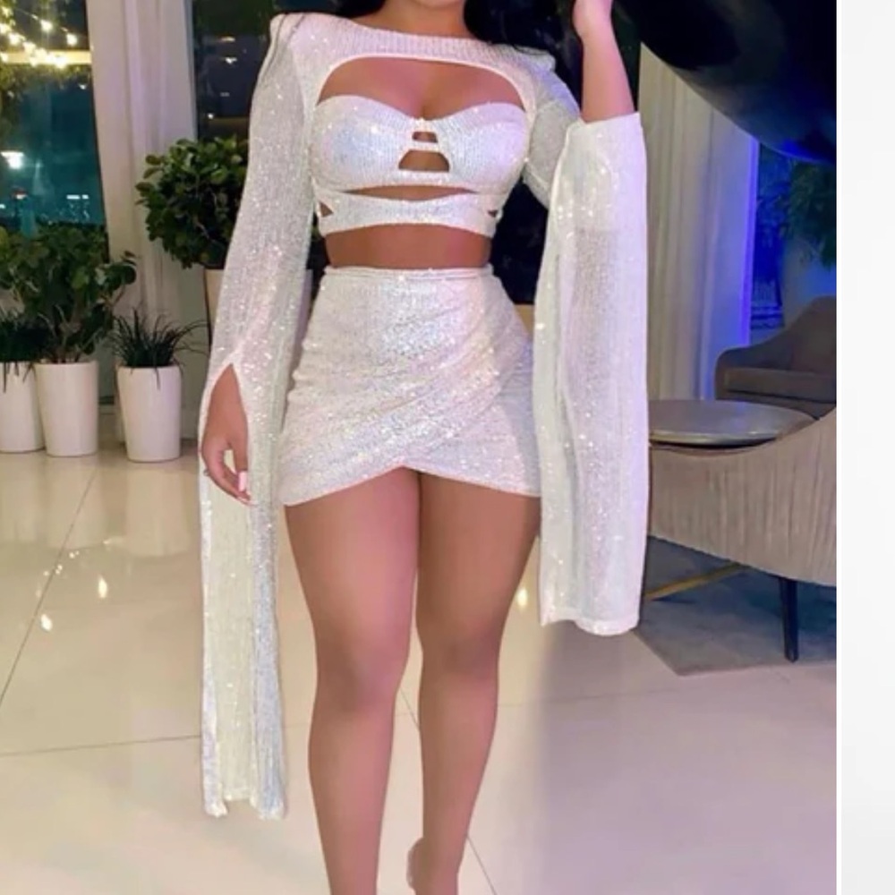 Fashion Nova Glimmer Glow Skirt Set